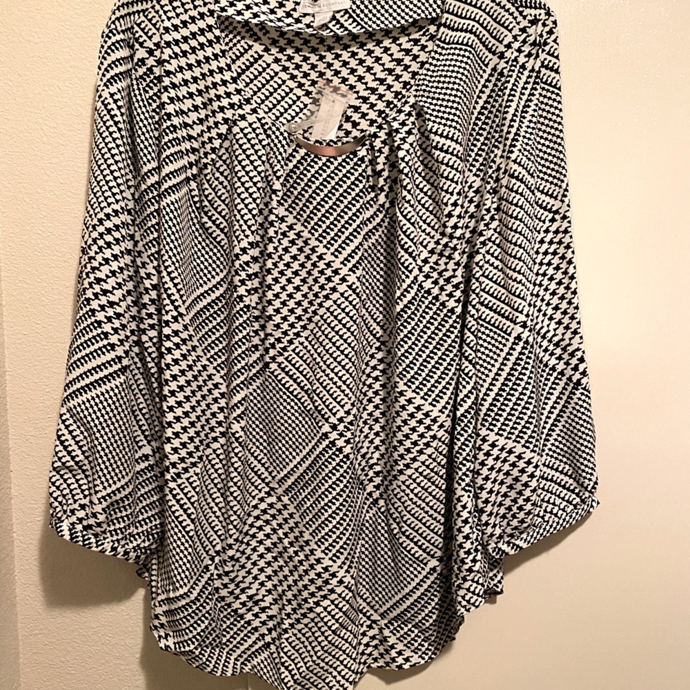 NWT New York & Co herringbone plaid blouse XL